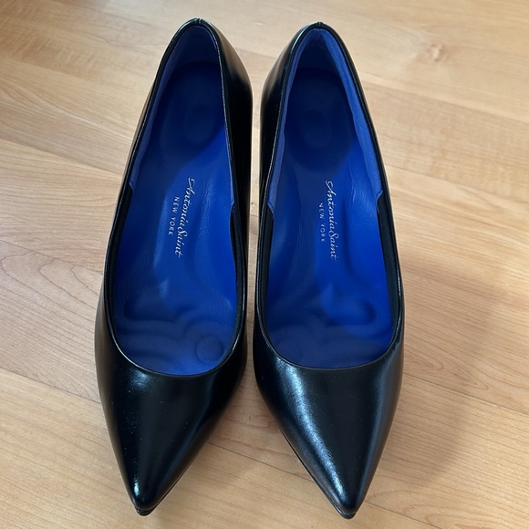 Antonia Saint New York - 3.5” black leather heels cushioned sz: 8 - Picture 2 of 12